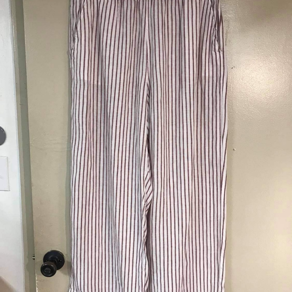 Sigrid Olsen Brand Size Large Stripped Linen Pants - image 3